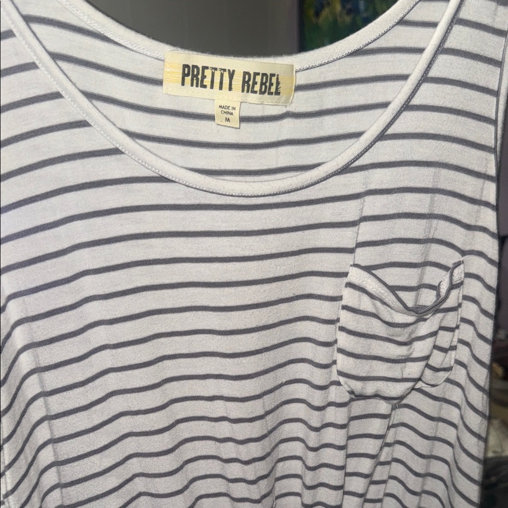 Pretty Rebellious Striped Tank Top in Gray and White